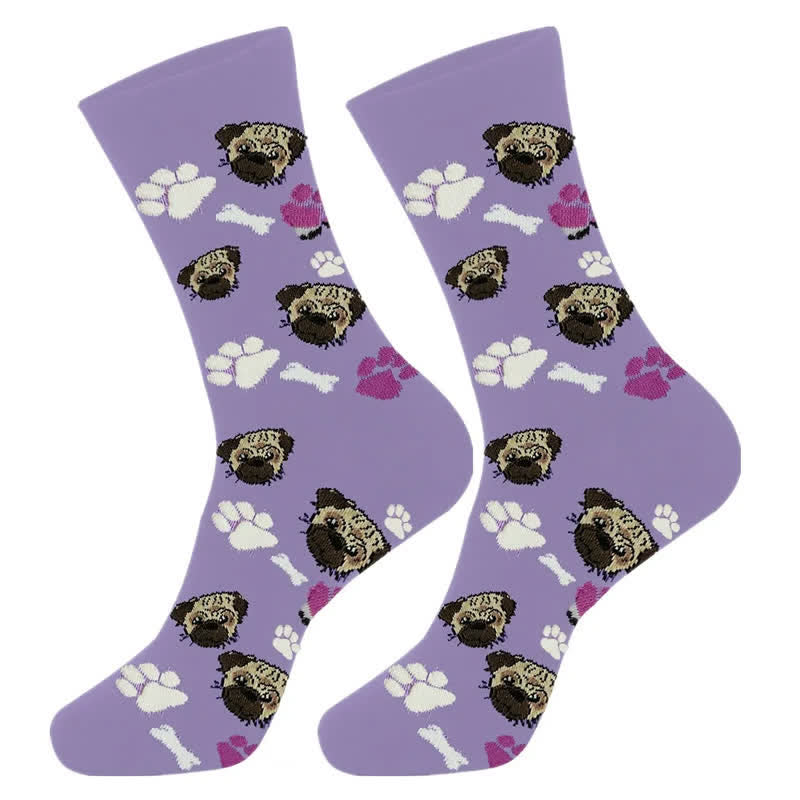 Plusock Cute Dog Print Quarter Socks(4 Pairs) - image 2