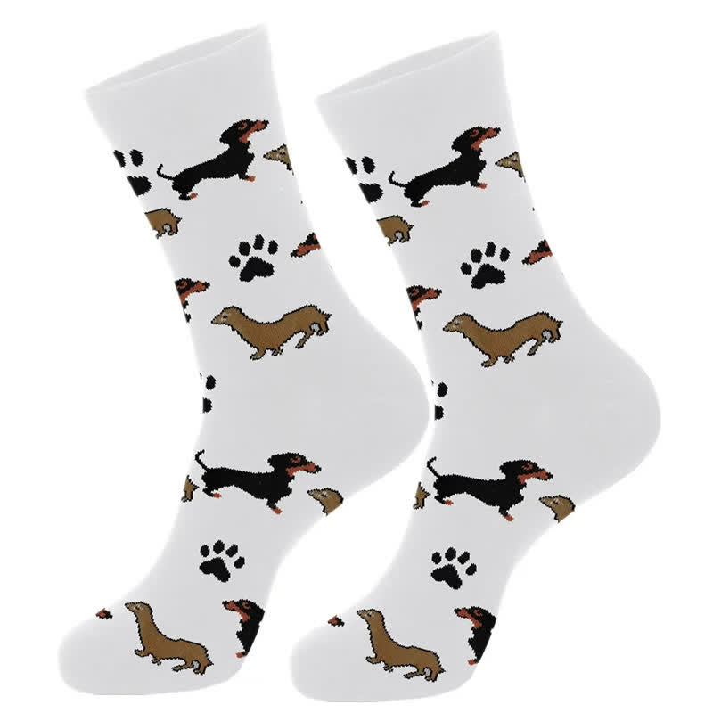Plusock Cute Dog Print Quarter Socks(4 Pairs) - image 4