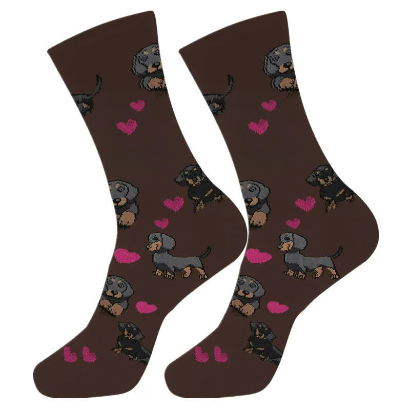 Plusock Cute Dog Print Quarter Socks(4 Pairs) - image 3