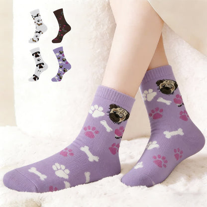 Plusock Cute Dog Print Quarter Socks(4 Pairs) - Multicolor - EU36-43(US3-9) - image 0
