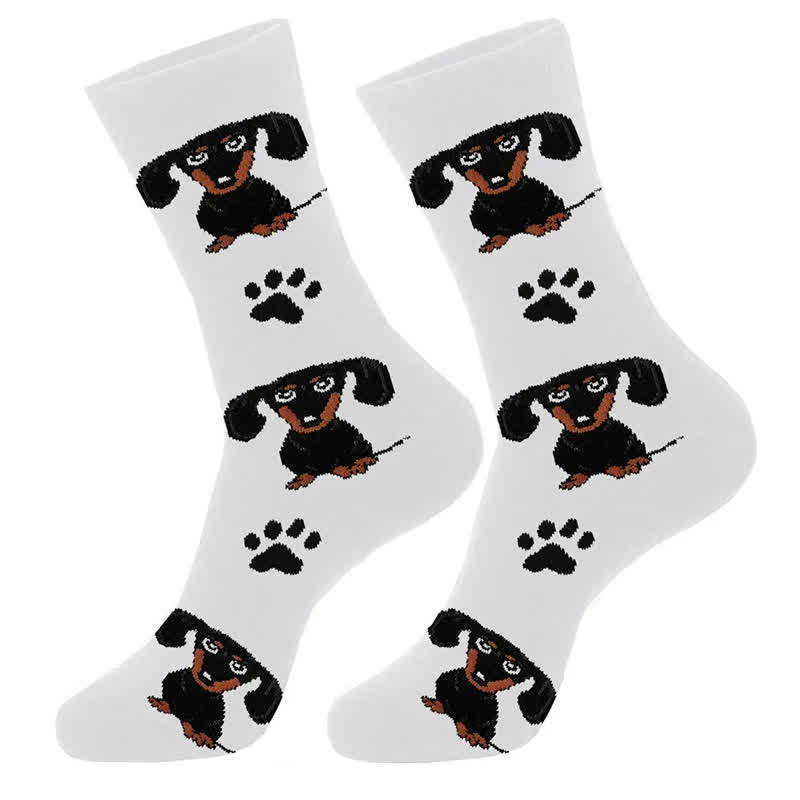 Plusock Cute Dog Print Quarter Socks(4 Pairs) - image 1