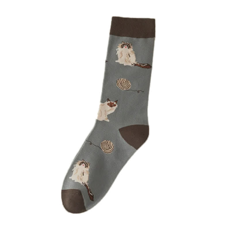 Plusock Cute Cat Quarter Socks(5 Pairs) - image 5
