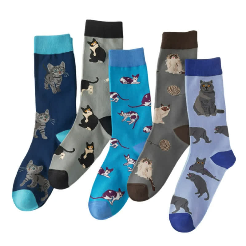 Plusock Cute Cat Quarter Socks(5 Pairs) - image 2