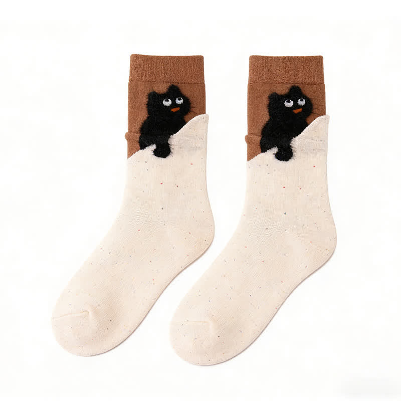 Plusock Cozy Plush Cat Quarter Socks(4 Pairs) - Brown - EU35-40(US2-7) - image 8
