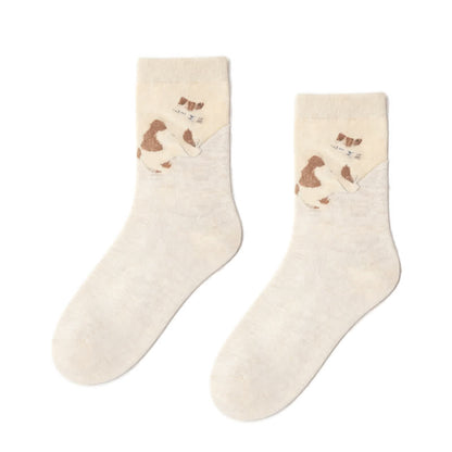 Plusock Cozy Plush Cat Quarter Socks(4 Pairs) - Beige - EU35-40(US2-7) - image 9
