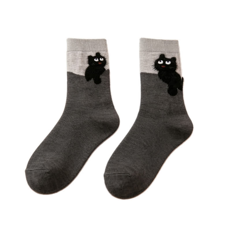 Plusock Cozy Plush Cat Quarter Socks(4 Pairs) - Dark Grey - EU35-40(US2-7) - image 7