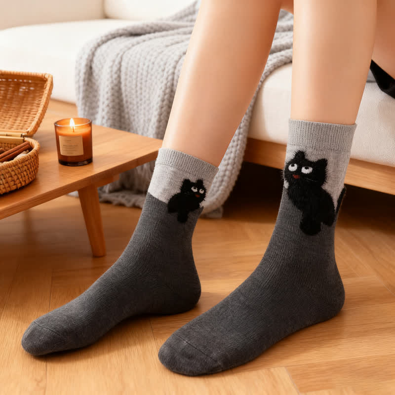 Plusock Cozy Plush Cat Quarter Socks(4 Pairs) - image 3