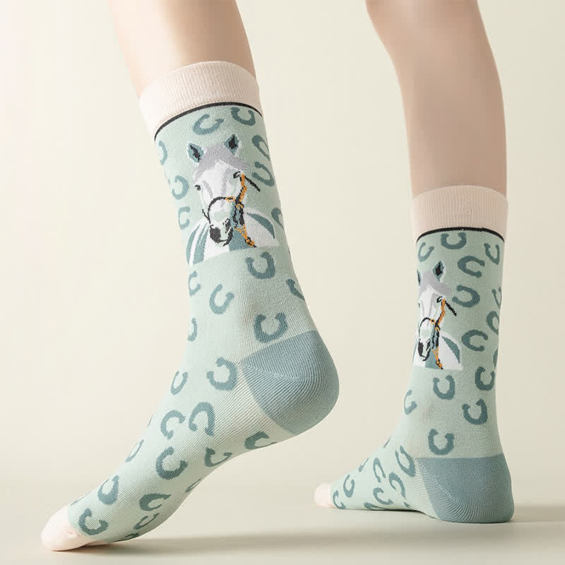 Plusock Cartoon Horse Quarter Socks(3 Pairs) - image 1