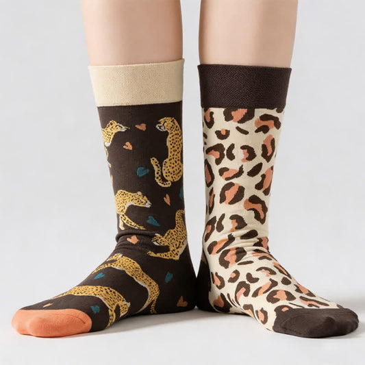 Plusock Cool Leopard Quarter Socks - Brown - EU36-43(US3-9) - image 0