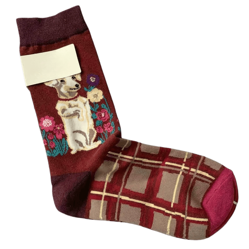Plusock Retro Cute Dog Quarter Socks(4 Pairs) - image 2