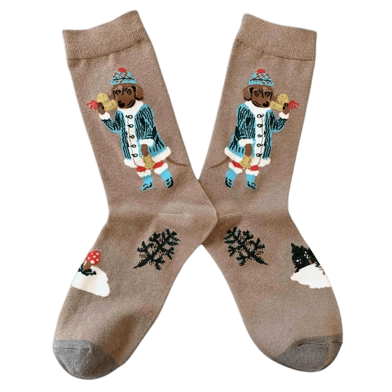 Plusock Retro Cute Dog Quarter Socks(4 Pairs) - image 4
