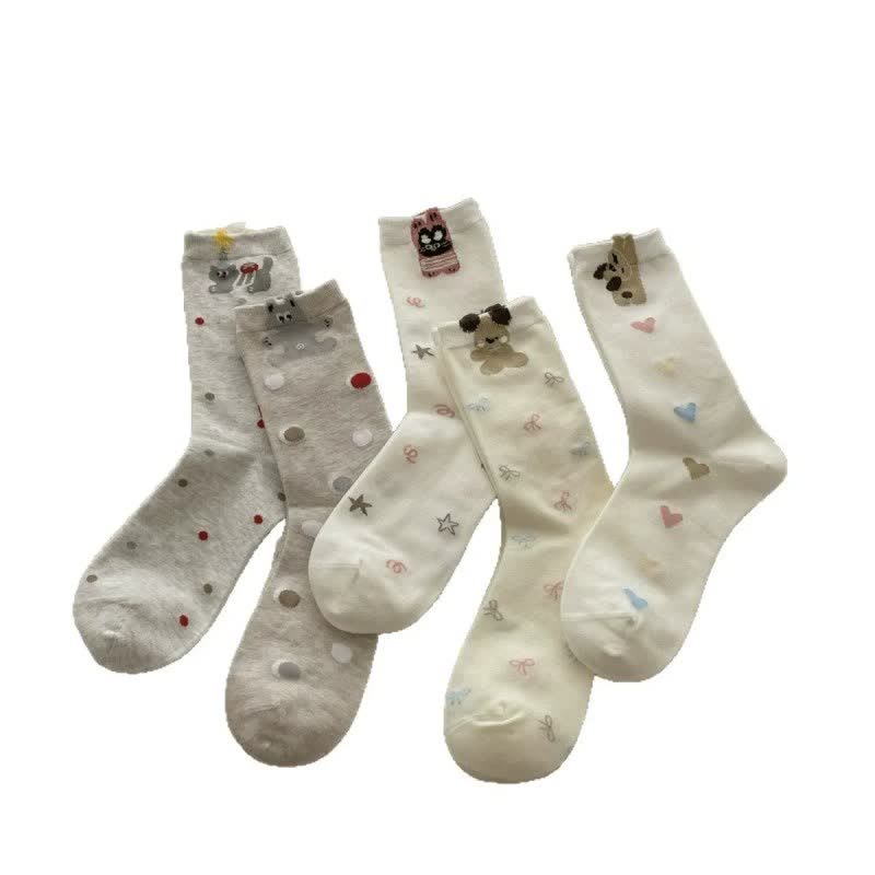 Plusock Cute Pattern Heart Socks(5 Pairs) - image 1