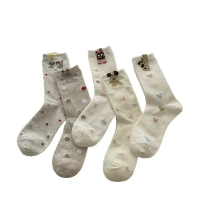 Plusock Cute Pattern Heart Socks(5 Pairs) - image 1