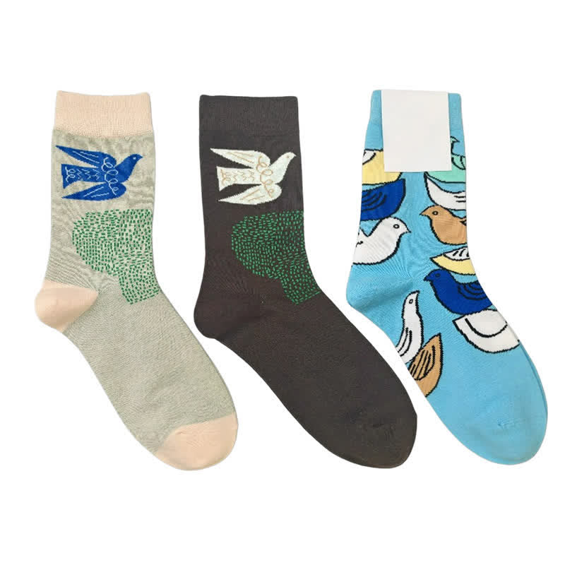 Plusock Colorful Bird Quarter Socks(3 Pairs) - image 1