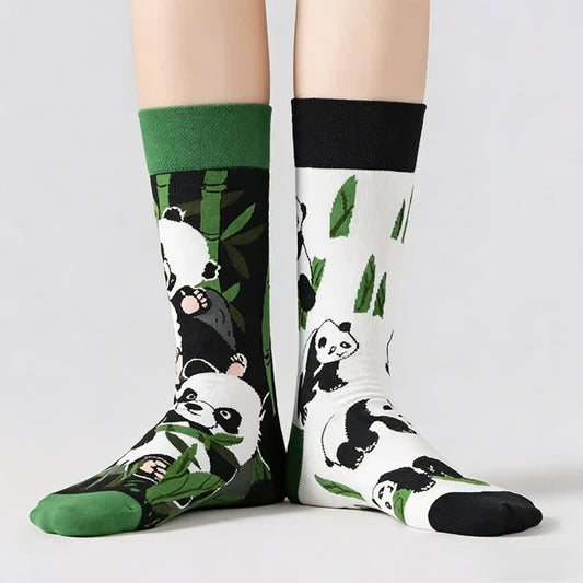 Plusock Playful Panda Bamboo Quarter Socks - Green - EU36-43(US3-9) - image 0