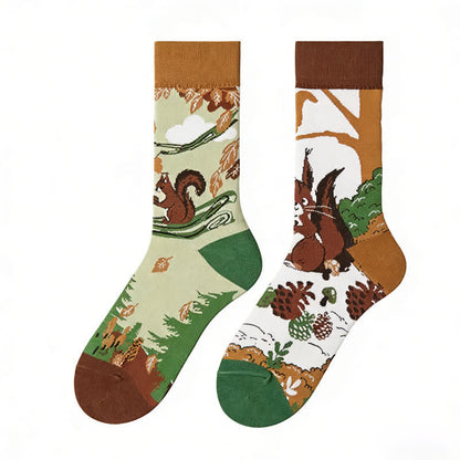 Plusock Forest Squirrel Nuts Quarter Socks - image 1