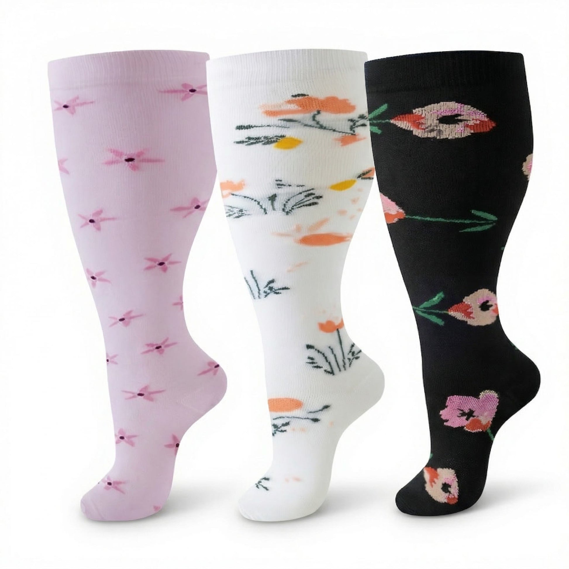 Plusock Plus Size Elegant Floral Compression Socks - image 8