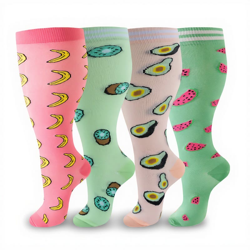 Plusock Plus Size Fruity Fun Compression Socks(4 Pairs) - image 2