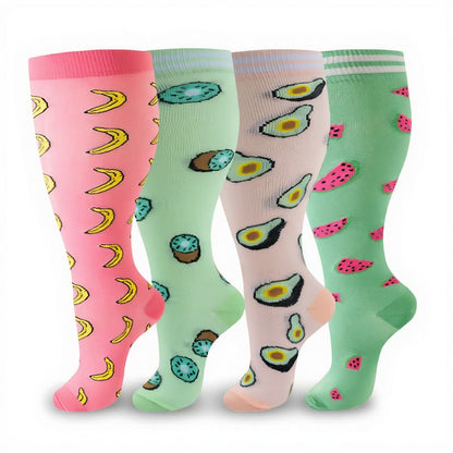 Plusock Plus Size Fruity Fun Compression Socks(4 Pairs) - image 2