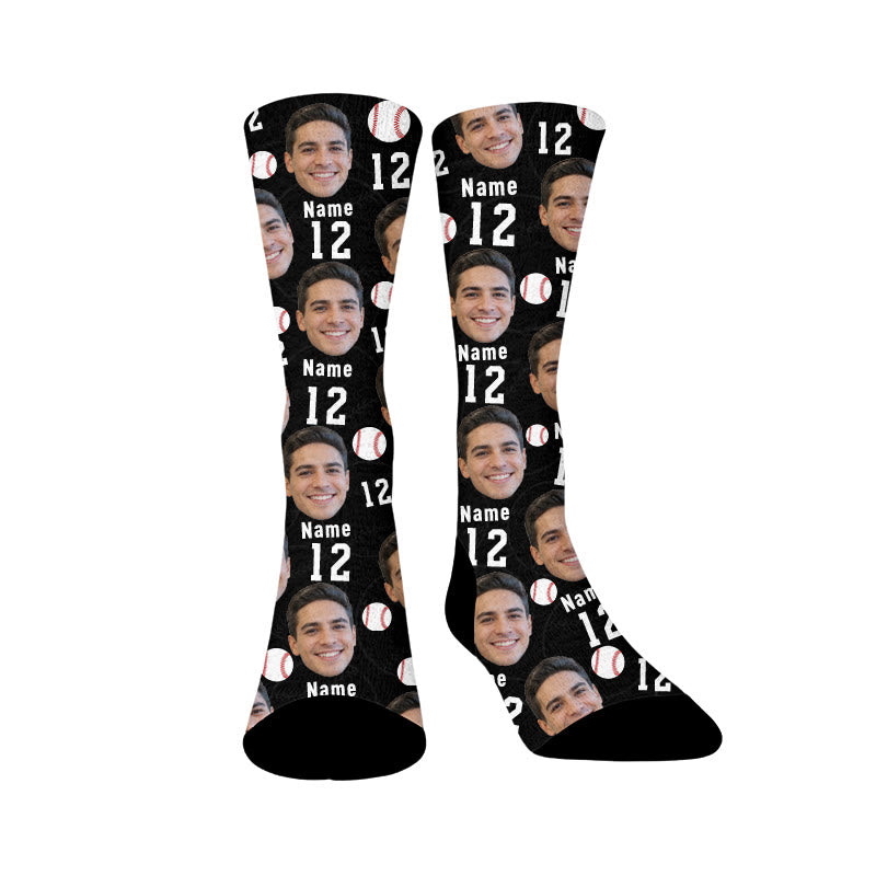 Plusock Number Name Face Custom Socks - Black - EU37-44(US4-10) - image 5