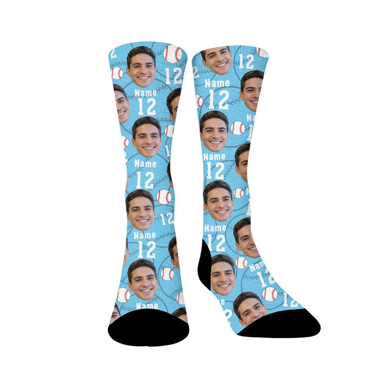 Plusock Number Name Face Custom Socks - Light Blue - EU37-44(US4-10) - image 8