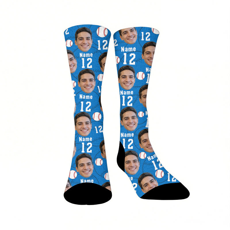 Plusock Number Name Face Custom Socks - Blue - EU37-44(US4-10) - image 9