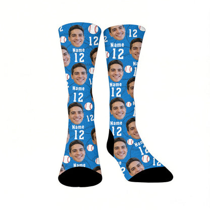Plusock Number Name Face Custom Socks - Blue - EU37-44(US4-10) - image 9