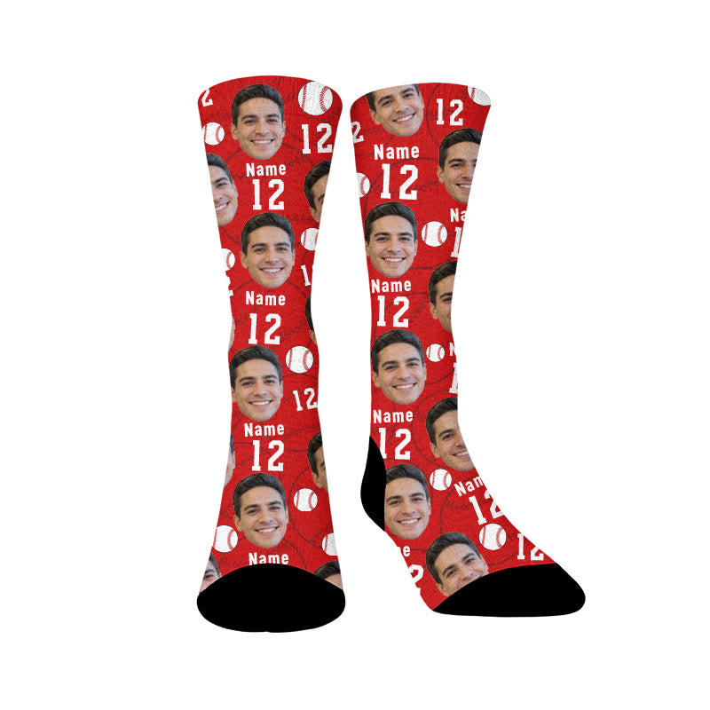 Plusock Number Name Face Custom Socks - Red - EU37-44(US4-10) - image 7
