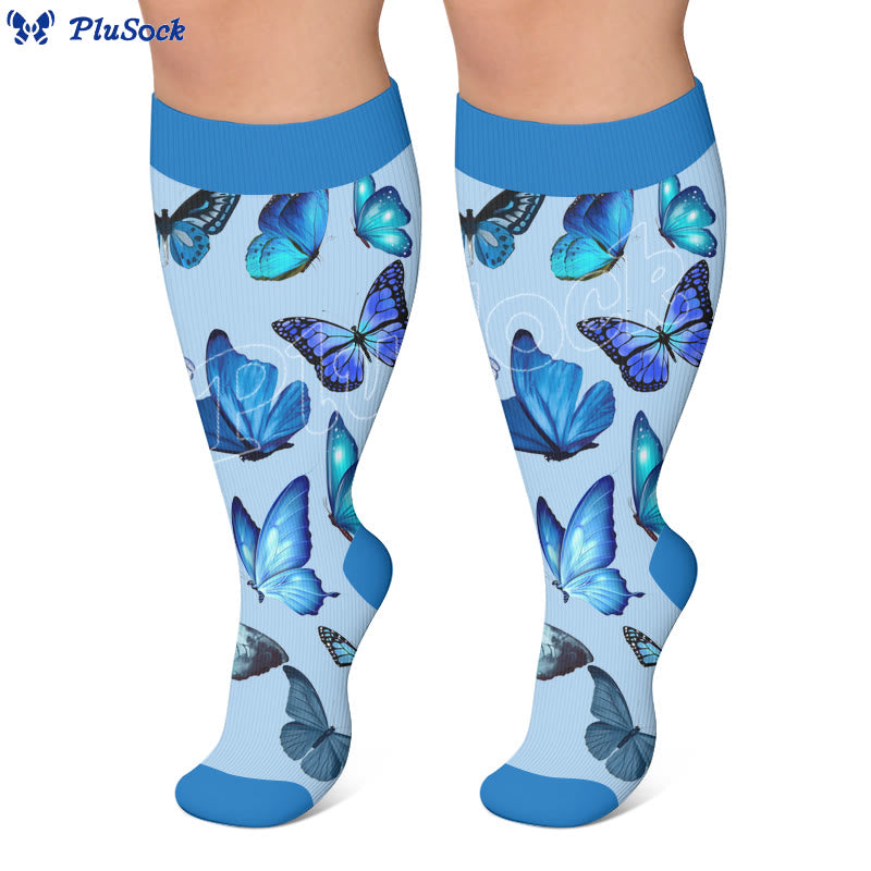Plusock Plus Size Butterflies Dancing Compression Socks - image 4