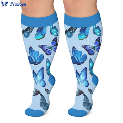 Plusock Plus Size Butterflies Dancing Compression Socks - image 4