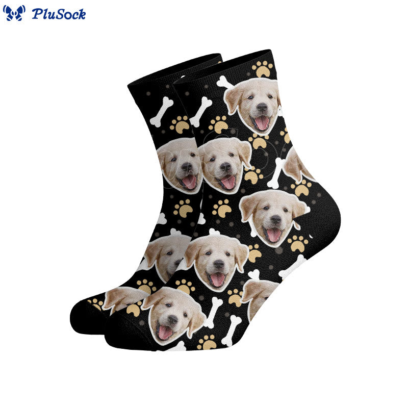 Plusock Bone Paw Print Dog Face Custom Socks - image 2