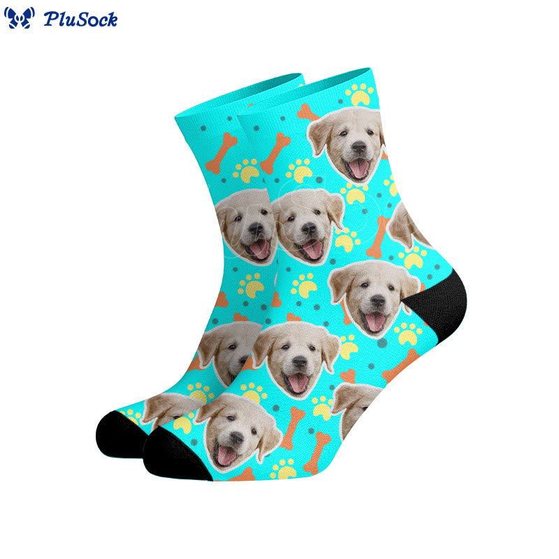 Plusock Bone Paw Print Dog Face Custom Socks - image 7