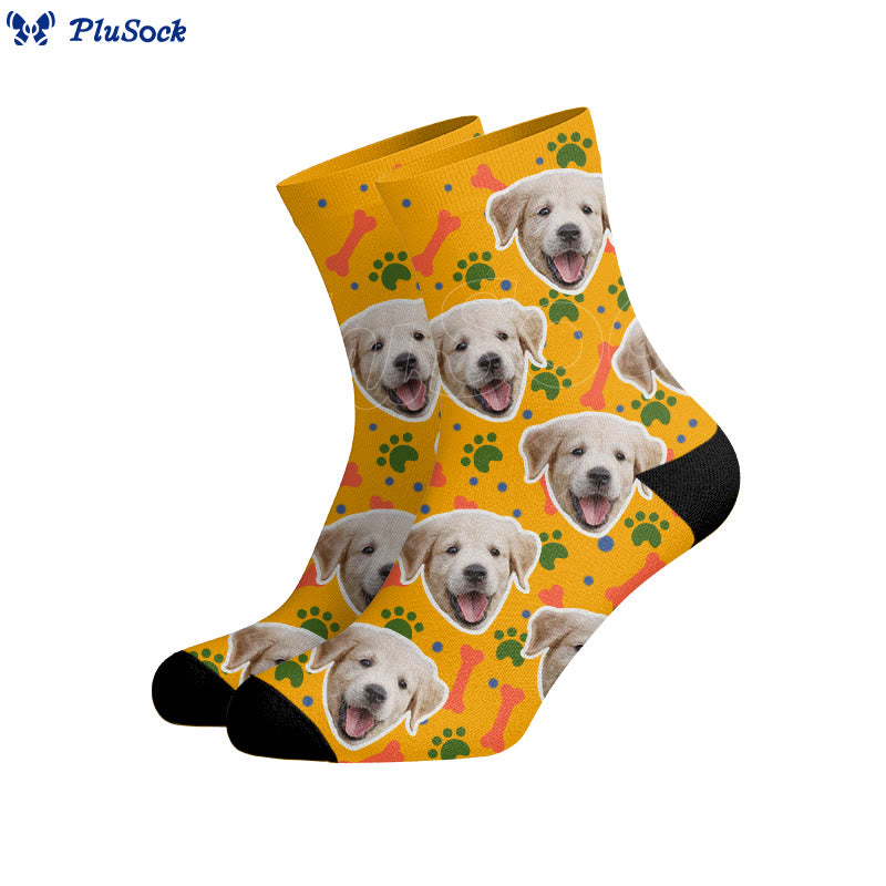 Plusock Bone Paw Print Dog Face Custom Socks - image 3