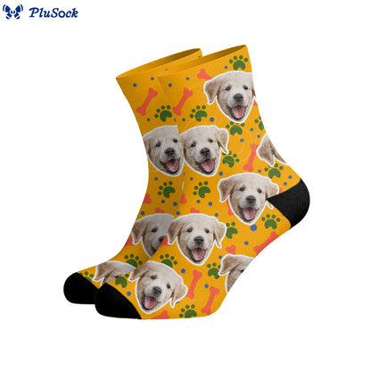 Plusock Bone Paw Print Dog Face Custom Socks - image 3