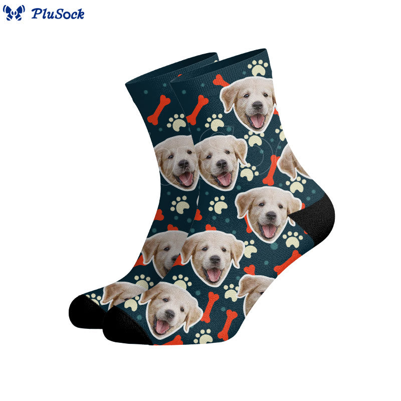 Plusock Bone Paw Print Dog Face Custom Socks - image 6