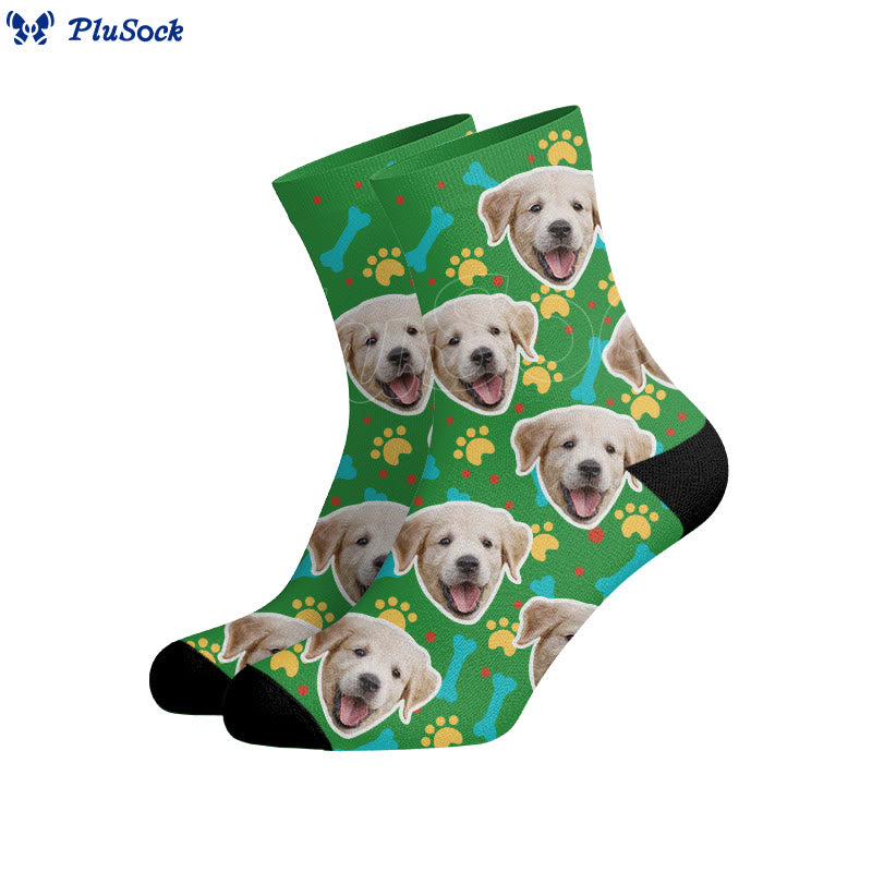 Plusock Bone Paw Print Dog Face Custom Socks - image 5