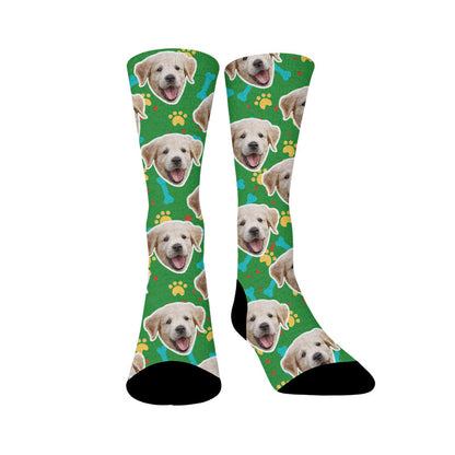 Plusock Bone Paw Print Dog Face Custom Socks - Green - EU37-44(US4-10) - image 12