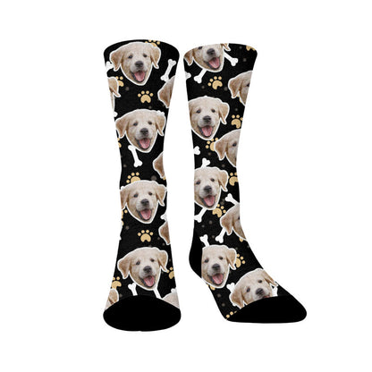 Plusock Bone Paw Print Dog Face Custom Socks - Black - EU37-44(US4-10) - image 8