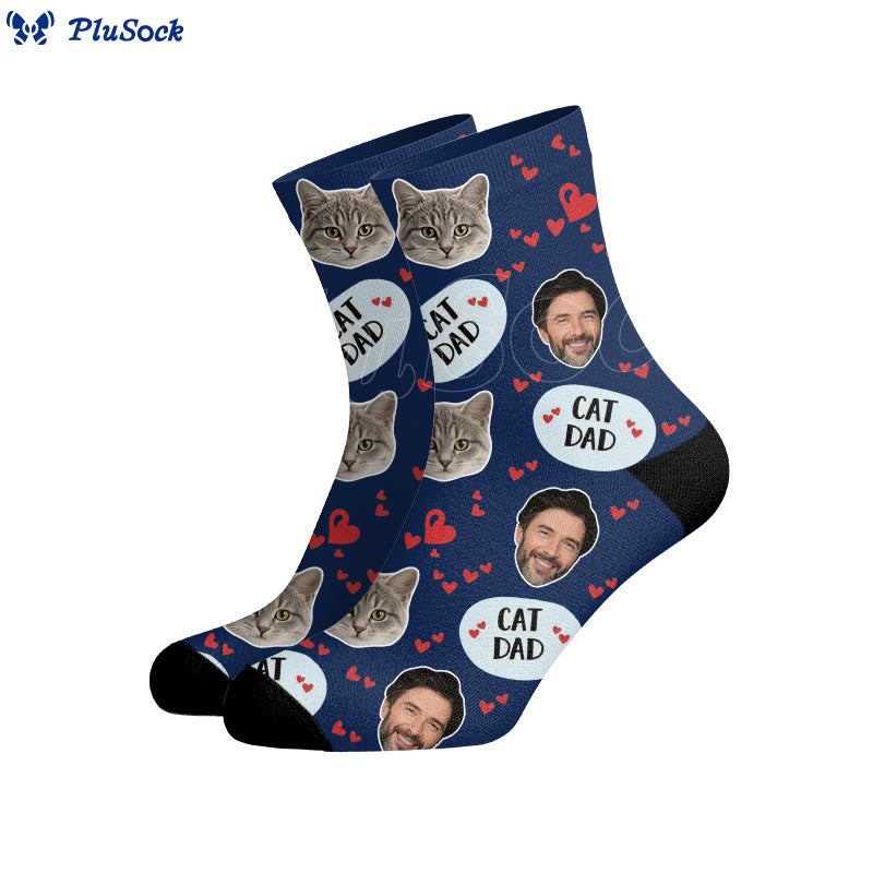 Plusock Cat Mom Dad Pet Face Custom Socks - image 1