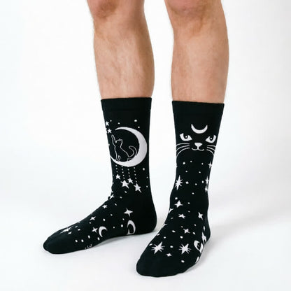 Plusock Moon Cat Quarter Socks - Black - EU35-43(US2-9) - image 0