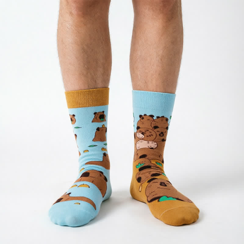 Plusock Cute Kapibala Quarter Socks - Orange - EU35-43(US2-9) - image 0