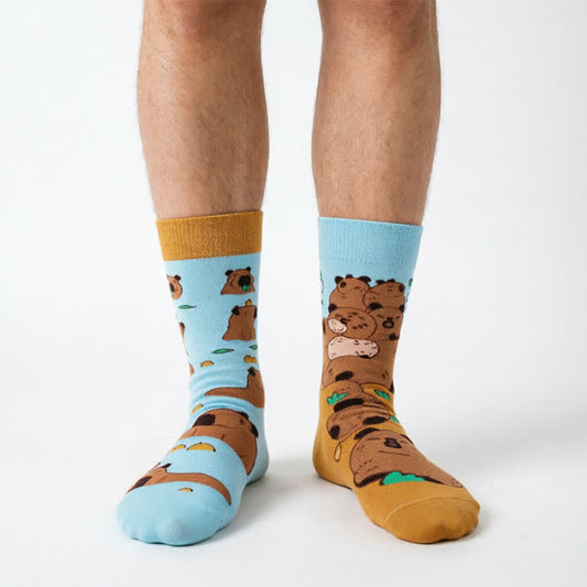 Plusock Cute Kapibala Quarter Socks - Orange - EU35-43(US2-9) - image 0