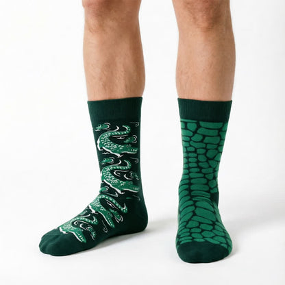 Plusock Cartoon Crocodile Quarter Socks - Green - EU35-43(US2-9) - image 0