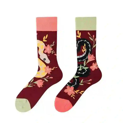 Plusock Snake Floral Quarter Socks - image 1