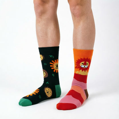 Plusock Playful Lion Quarter Socks - Red - EU35-43(US2-9) - image 0