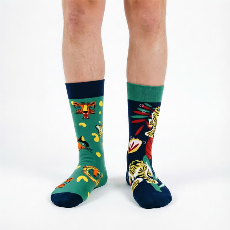 Plusock Playful Tiger Quarter Socks - Green - EU35-43(US2-9) - image 0