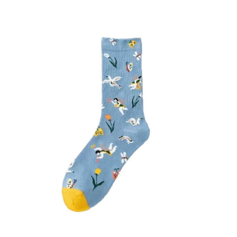 Plusock Hand Drawn Pattern Quarter Socks(4 Pairs) - image 8