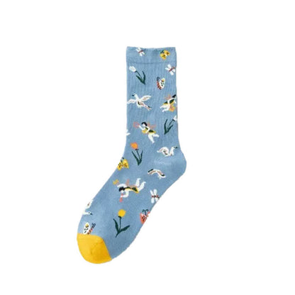 Plusock Hand Drawn Pattern Quarter Socks(4 Pairs) - image 8