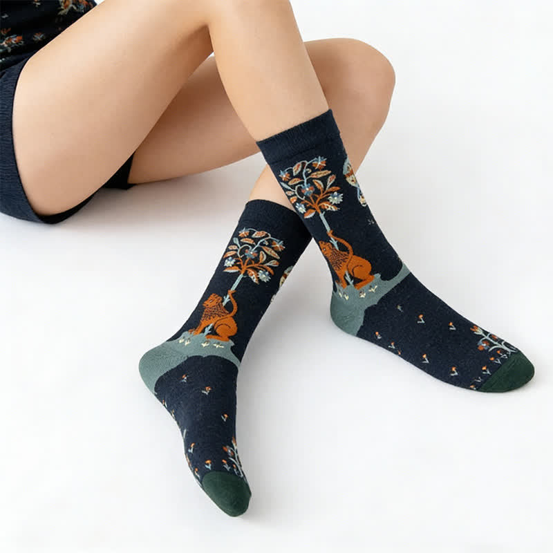Plusock Hand Drawn Pattern Quarter Socks(4 Pairs) - image 3