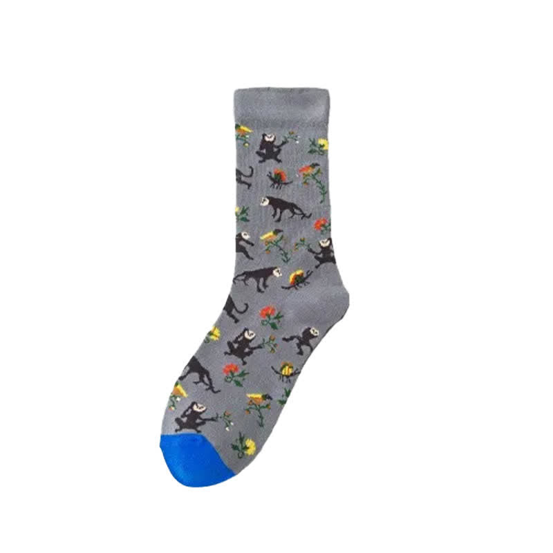 Plusock Hand Drawn Pattern Quarter Socks(4 Pairs) - image 9